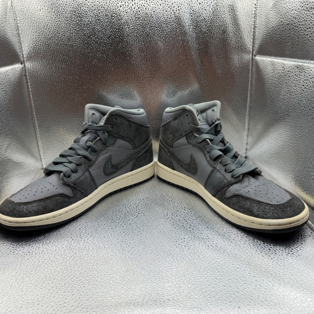 Size 7.5 Air Jordan 1 Mid SE Craft Women Anthracite Grey Excellent FJ3448-001 - Picture 6 of 12